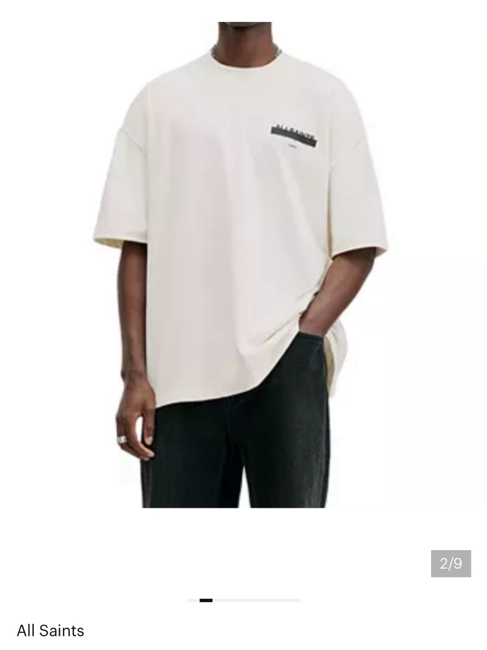 AllSaints Redact oversized embroidered logo T-shirt in white